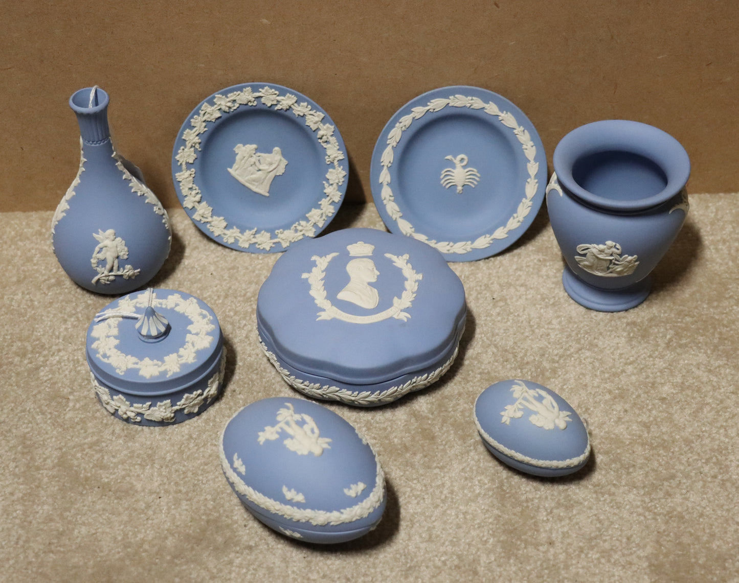A set of Vintage Wedgwood Blue Jasperware
