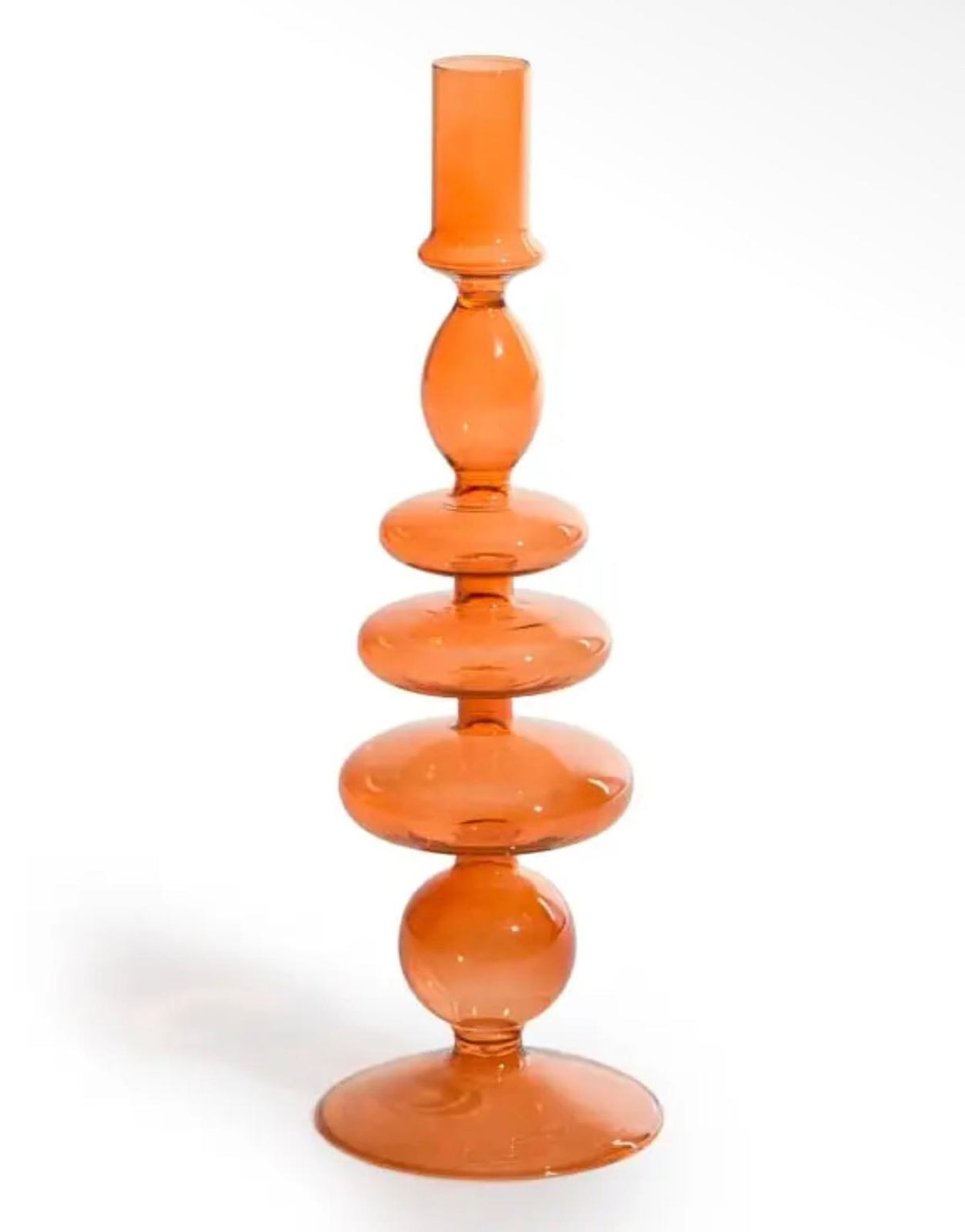 Burnt Orange Glass Candle Holder