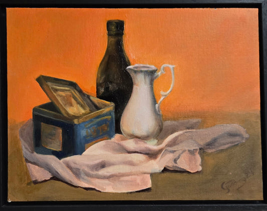 Blue Tin  - Original painting oil on board by David Godding