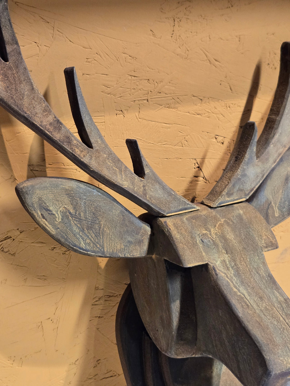Wooden Stag Head - (rusty brown finish)