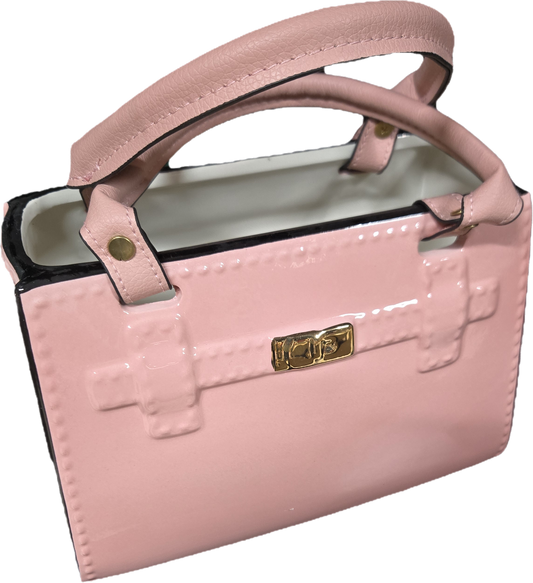 Handbag Vase Pink Ceramic