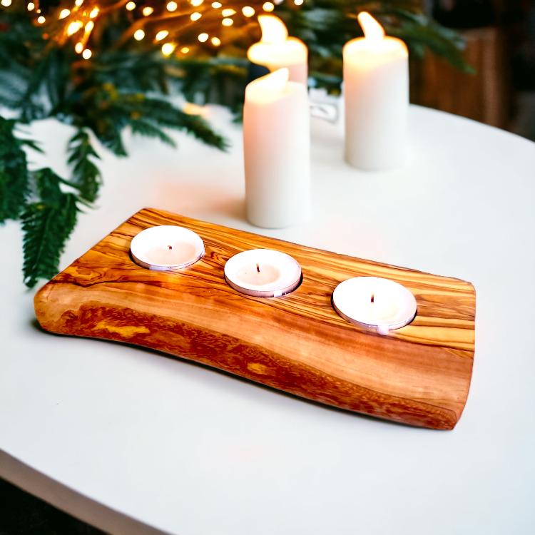 Candle Holder with three candles.