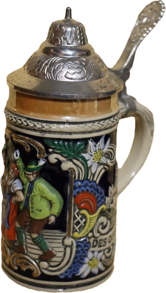 German Hand Painted Beer Stein with pewter lid (small)