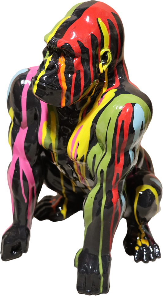 Black Painted Gorilla Sculpture
