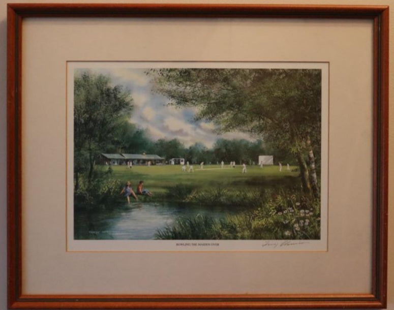 "Bowling The Maiden Over" - Signed print by Terry Harrison