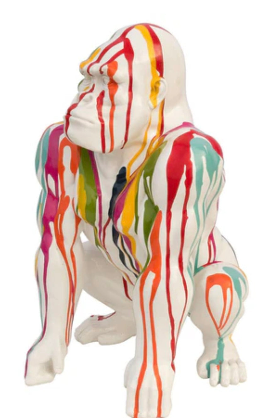 White Painted Gorilla Sculpture