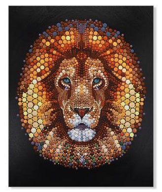 Hand Painted Ben Heine Pixel Dot Lion High Texture Canvas