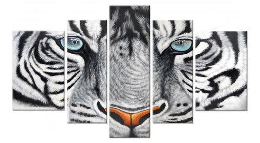 Hand Painted White Tiger Portrait Canvas