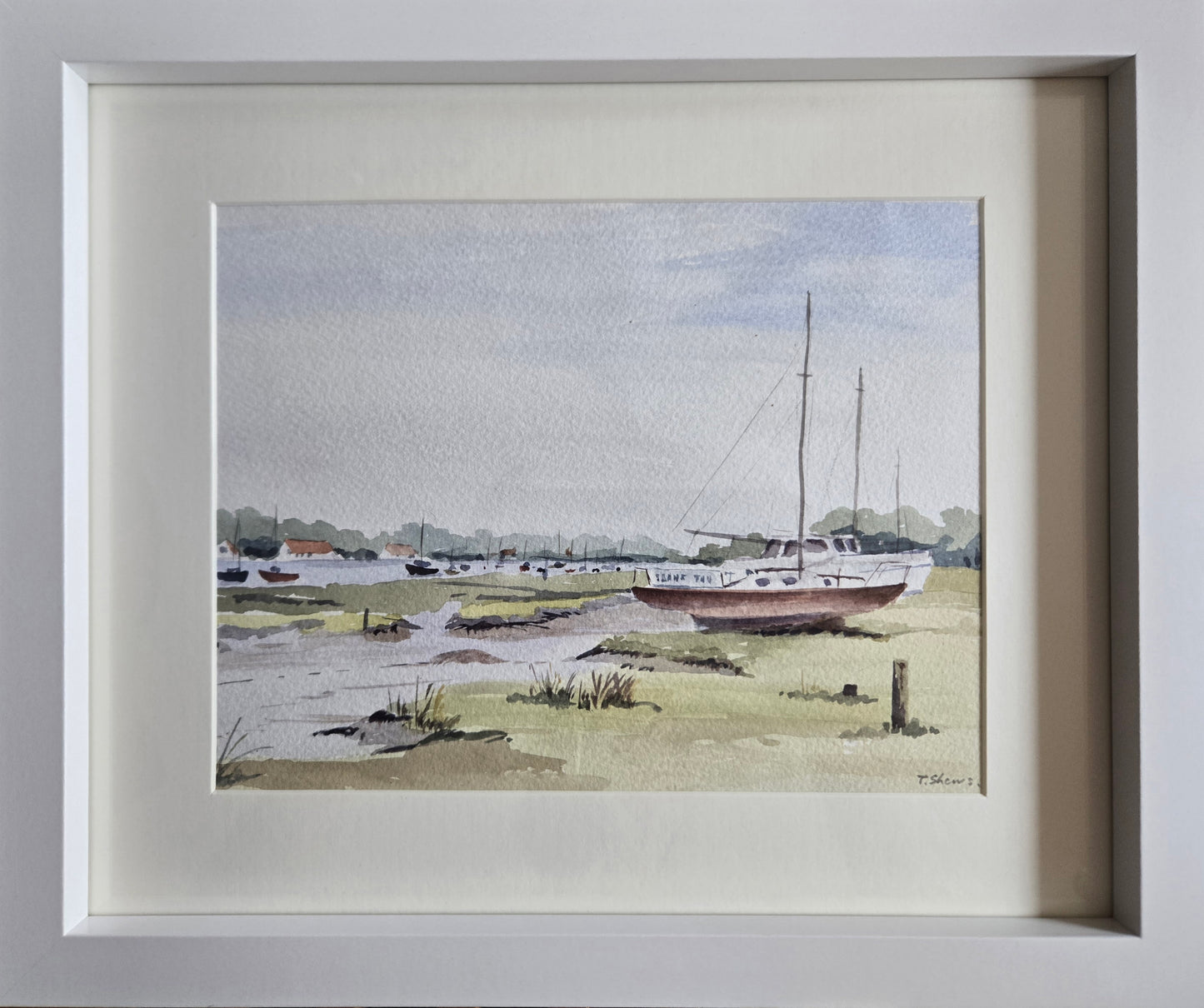 Original coastal watercolour by T Shews