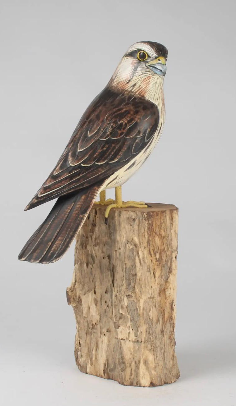 Kestrel on Wooden Post Sculpture