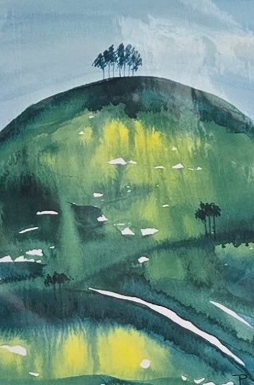 Gloucestershire Hills - signed print by Tracy Purshouse (A4)