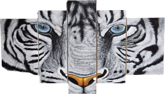 Hand Painted White Tiger Portrait Canvas