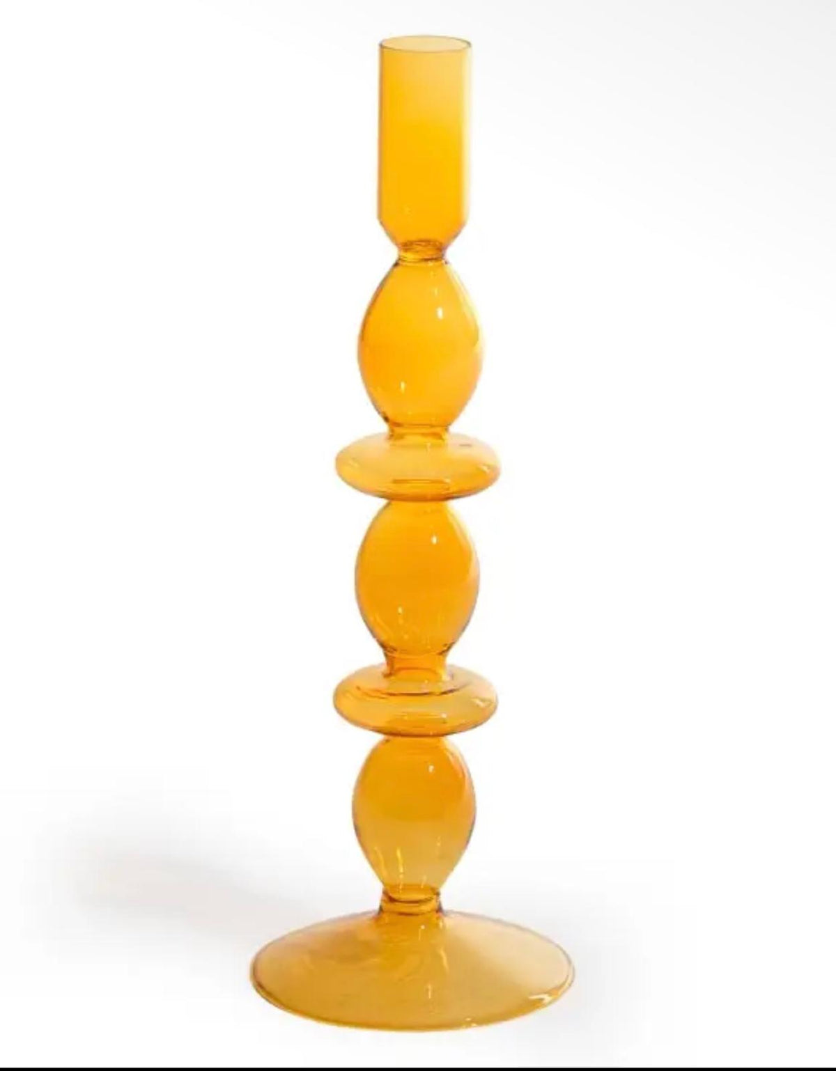 Yellow/Amber Glass Candle Holder