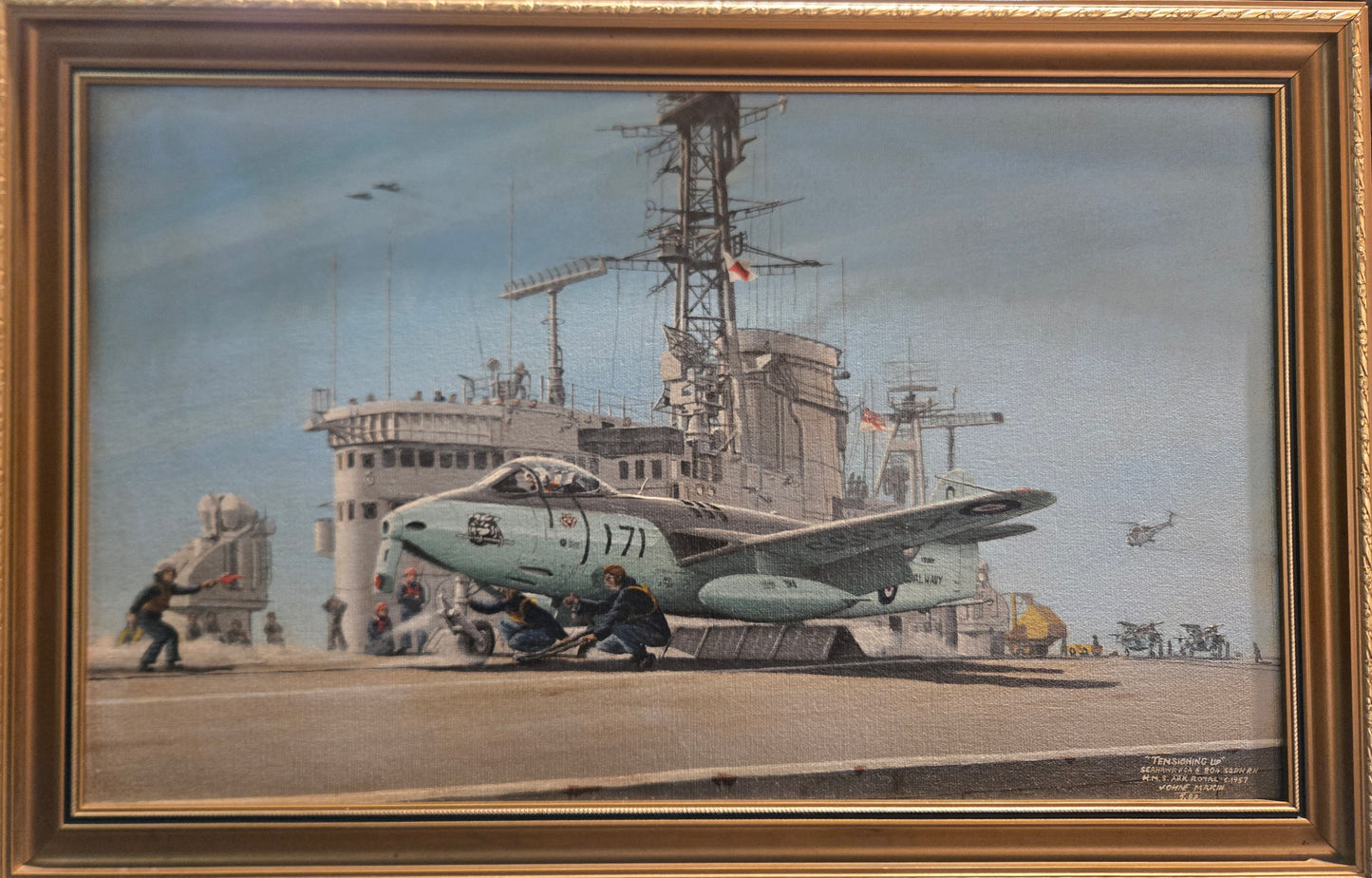Rare "Tensioning Up" Oil Painting by Johne Makin