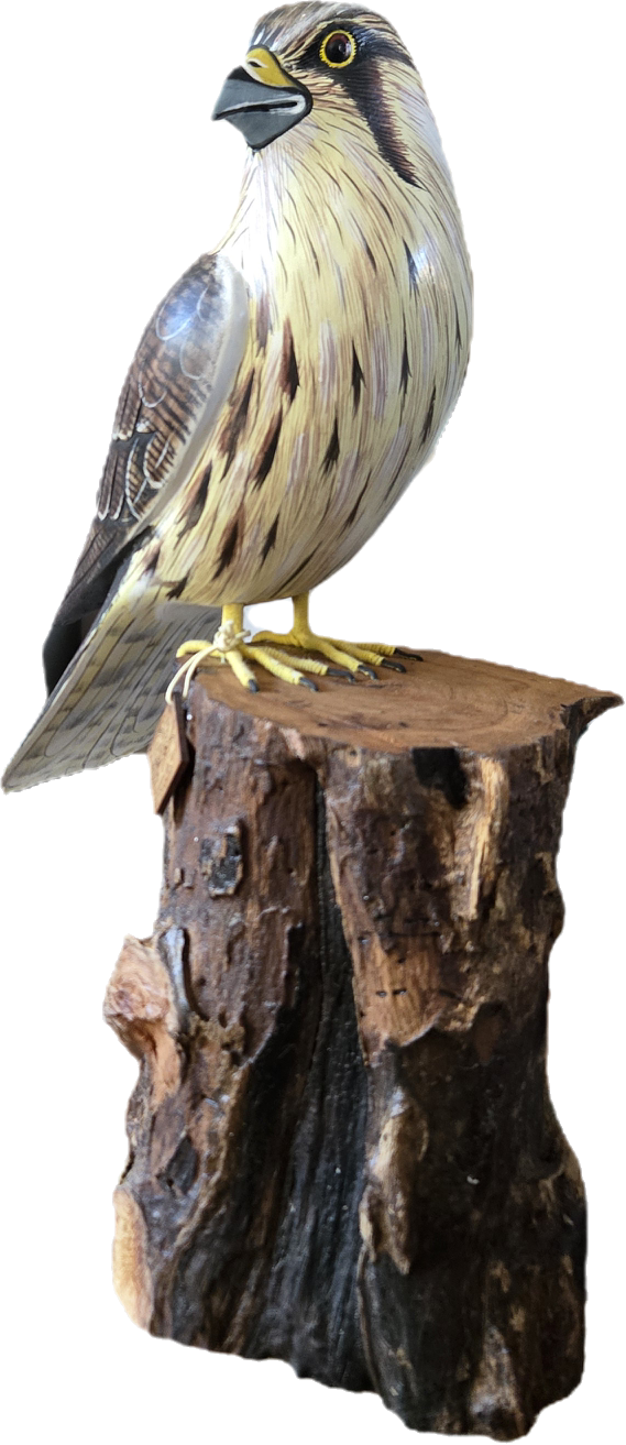 Kestrel on Wooden Post Sculpture