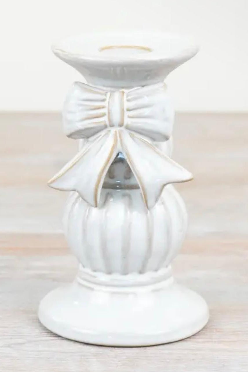 Bow Candle Holder (White) Ceramic