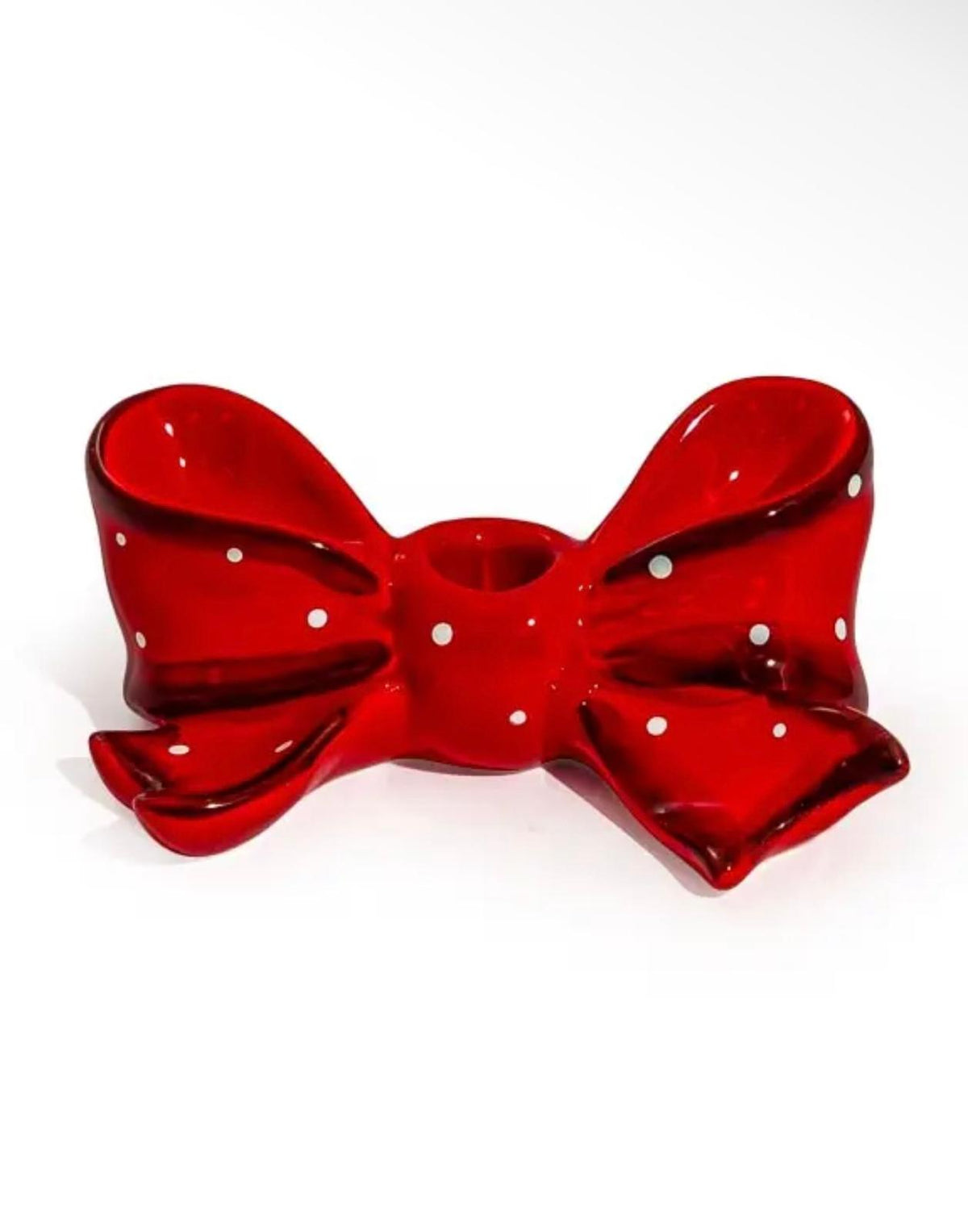 Red Ribbon Bow Ceramic Candle Holder